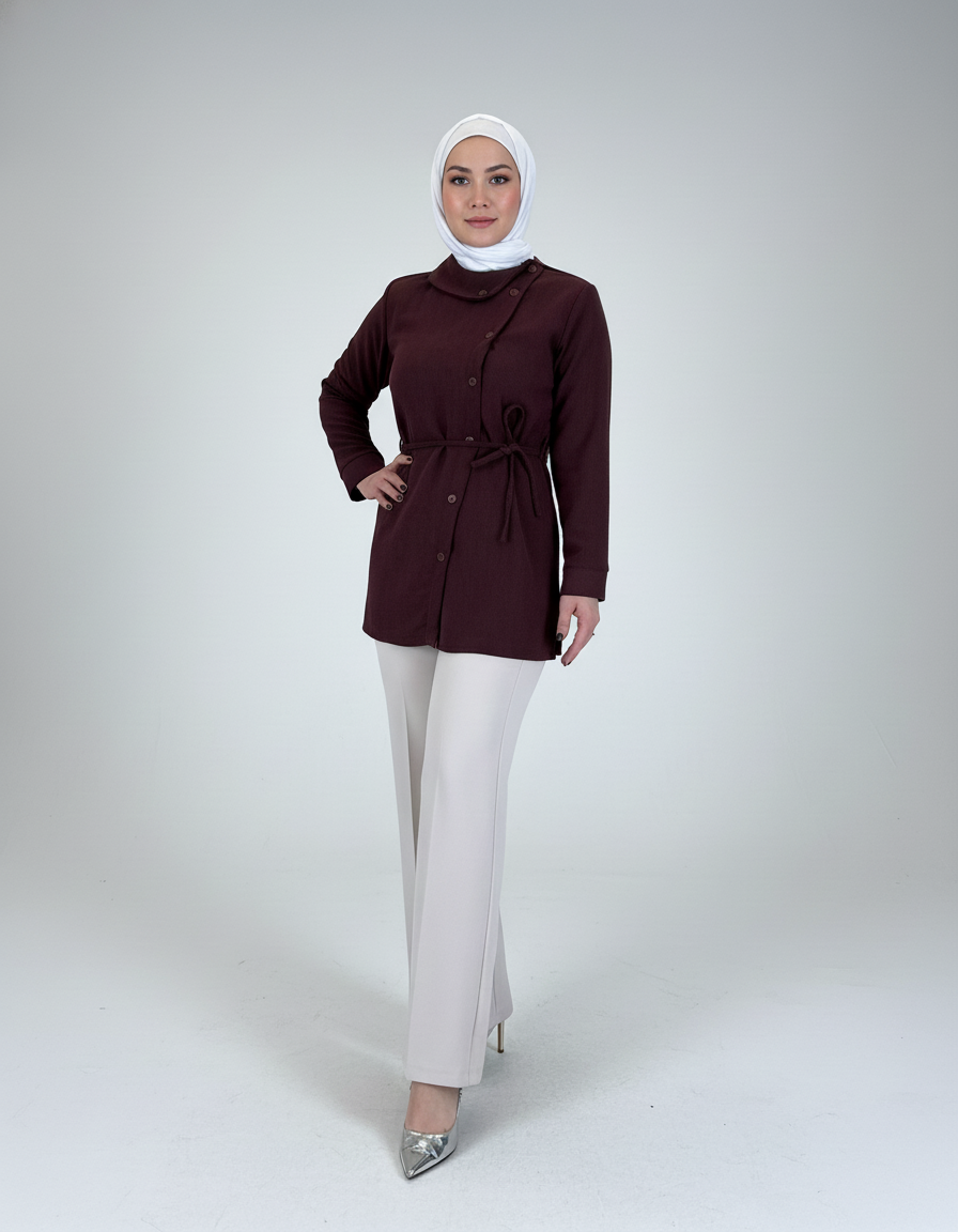 Stylish Asymmetrical-Button Top