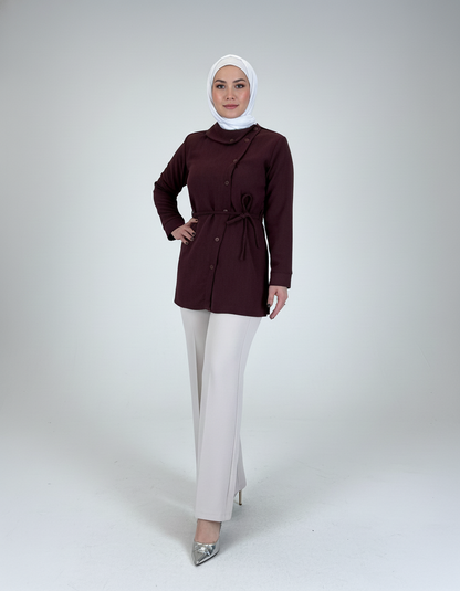 Stylish Asymmetrical-Button Top