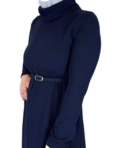 Elegant High-Neck Corduroy Dress