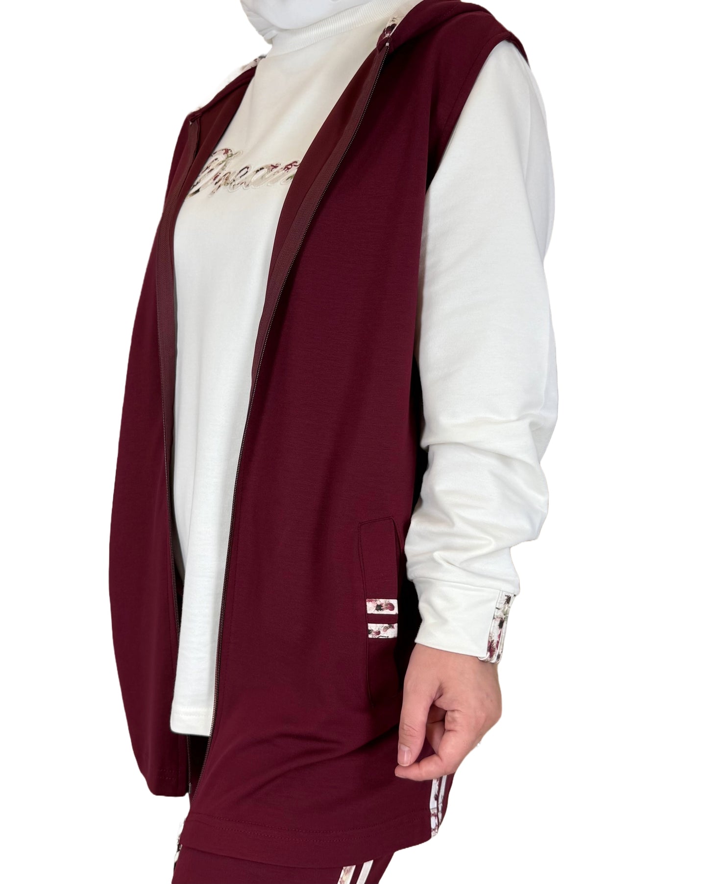 3-Piece Zip-Up Hoodie Vest Set