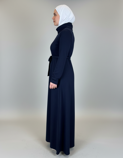 Elegant High-Neck Corduroy Dress