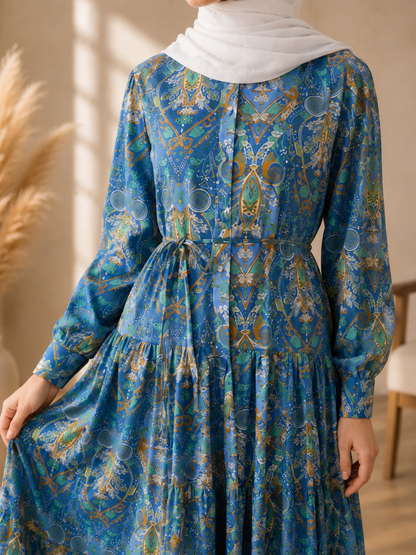 Paisley-Inspired Printed Dress