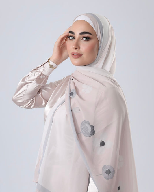 Floral Stripe Crepe Chiffon Hijab