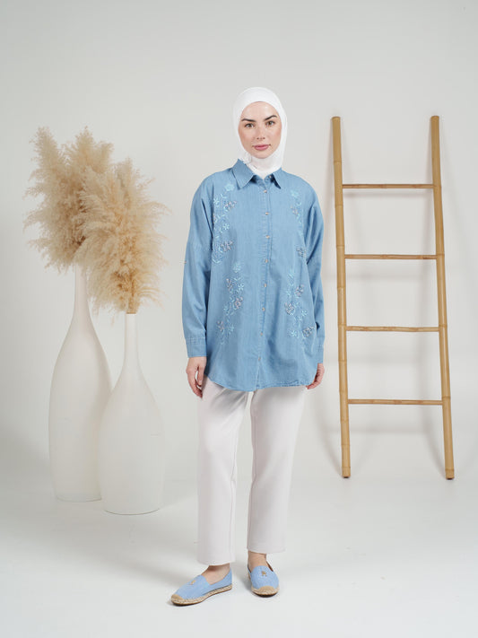 Radiant Floral Denim Top