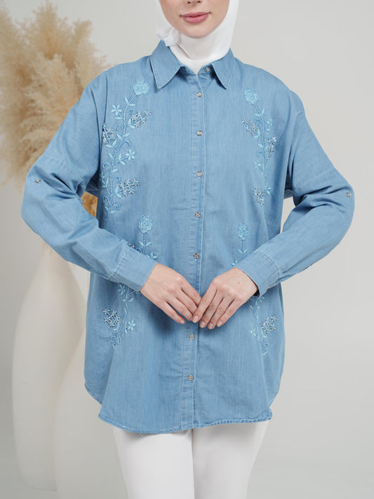 Radiant Floral Denim Top