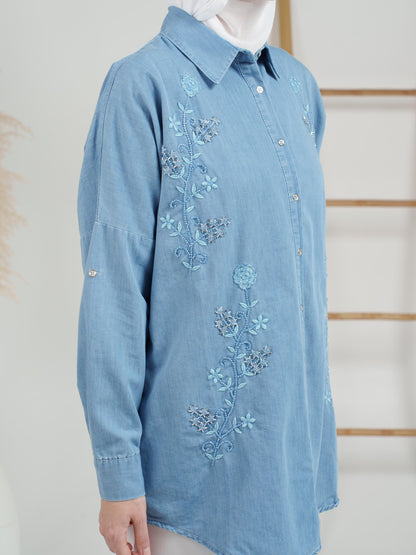 Radiant Floral Denim Top