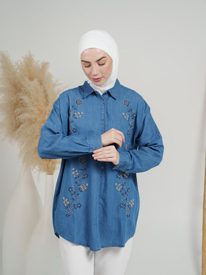 Radiant Floral Denim Top