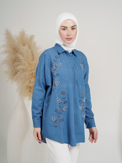 Radiant Floral Denim Top