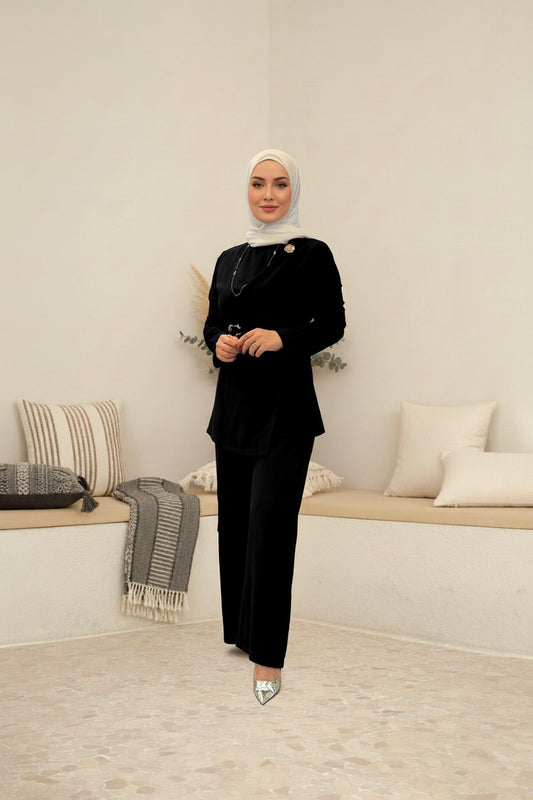 Gold-Tone Side Draped Suit