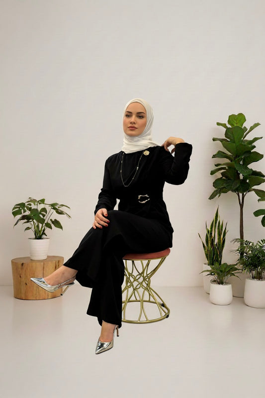 Gold-Tone Side Draped Suit