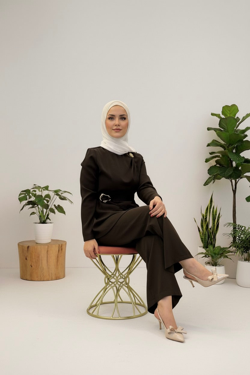 Gold-Tone Side Draped Suit