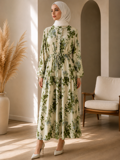 Silky Floral Printed Dress