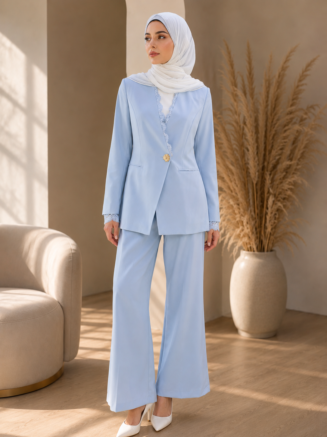 Full Dantel Formal Blazer Suit