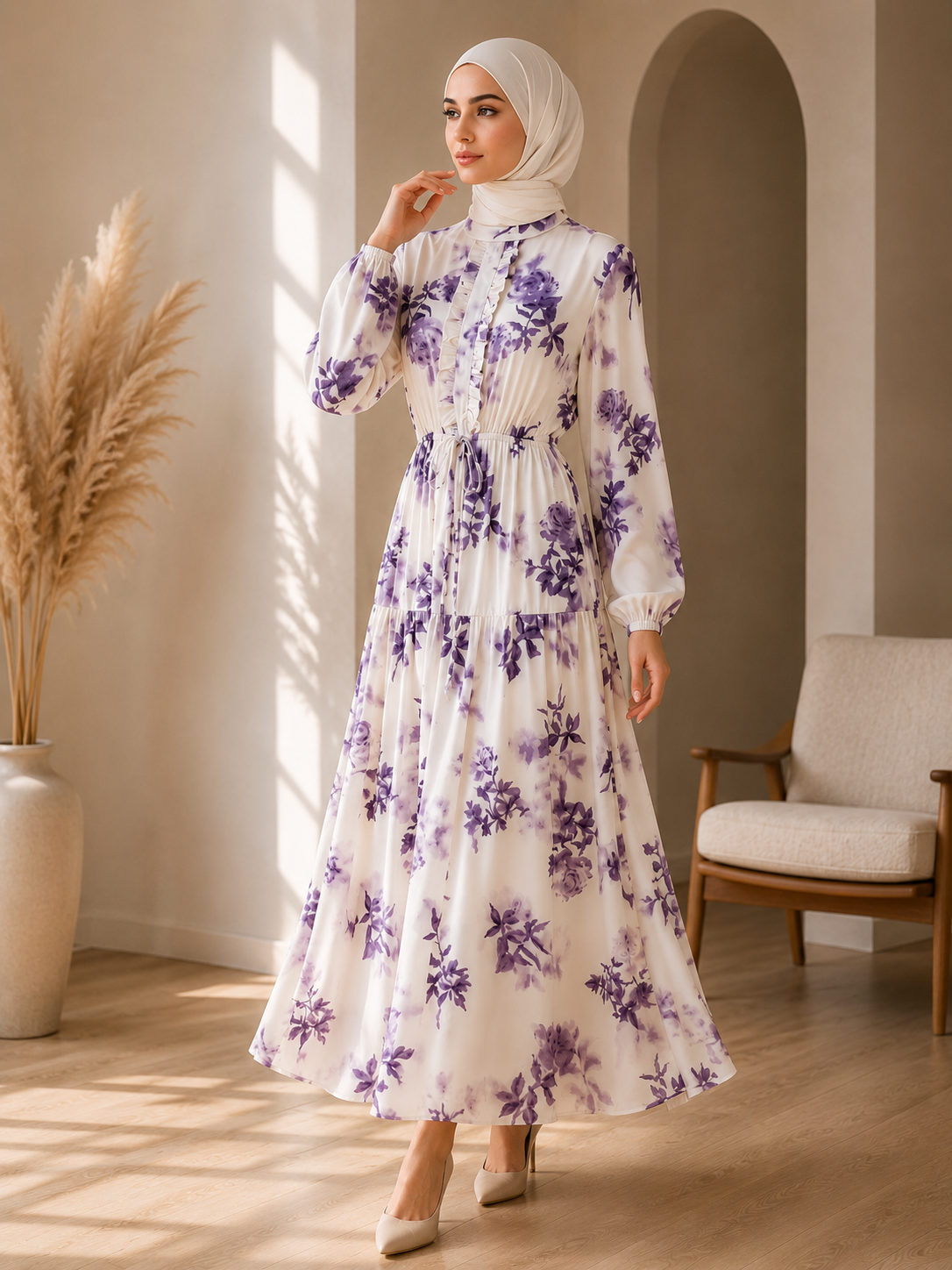 Silky Floral Printed Dress