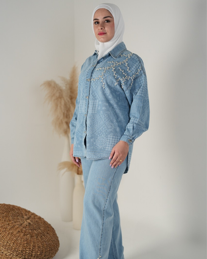 Blossom Printed Denim Set