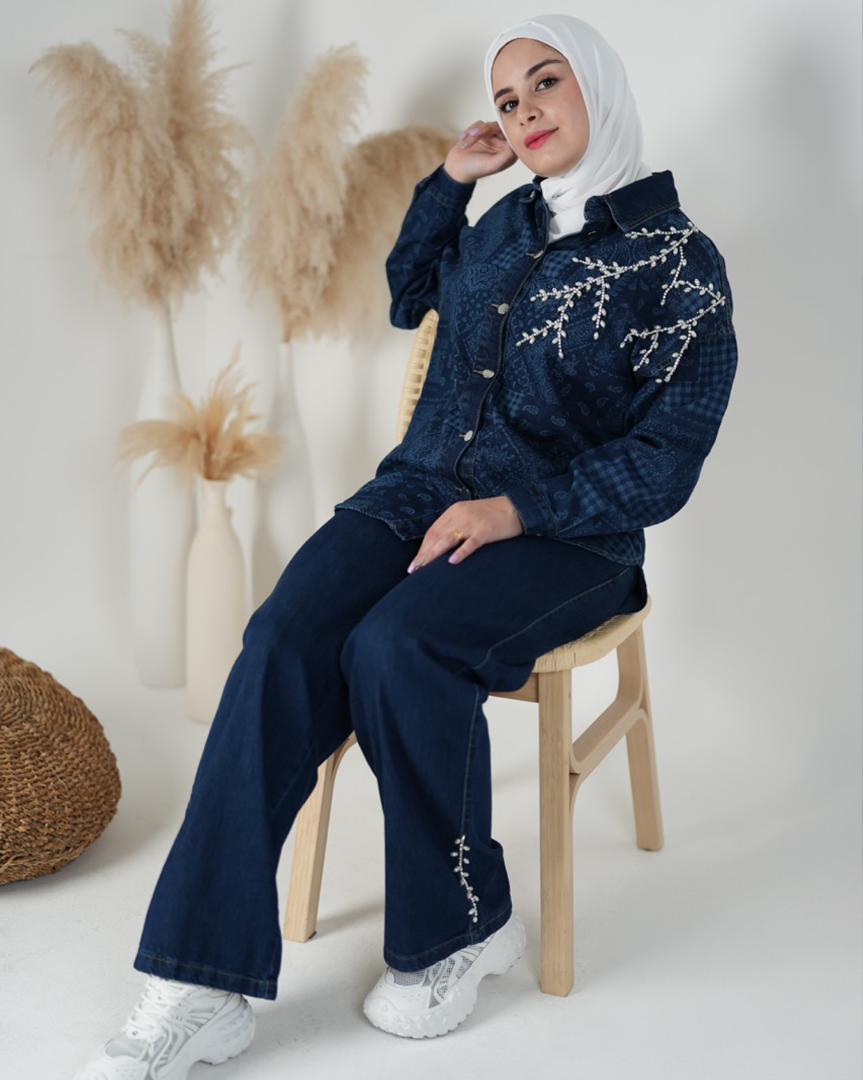 Blossom Printed Denim Set