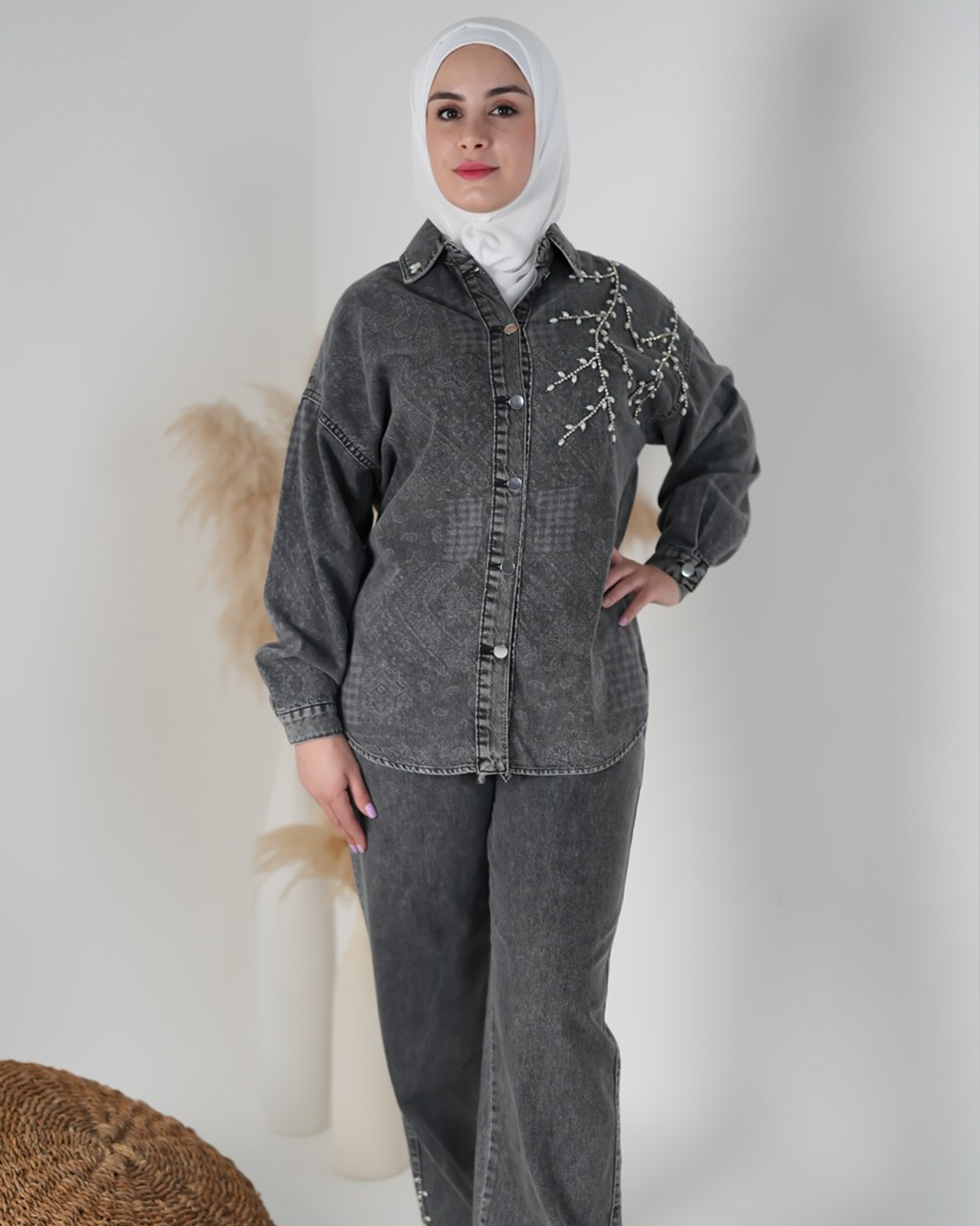 Blossom Printed Denim Set